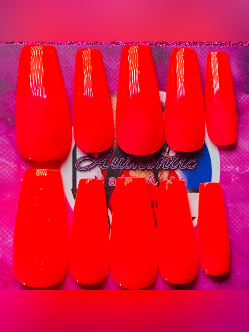 Bright ombre pink & orange Press-On Nail Set
